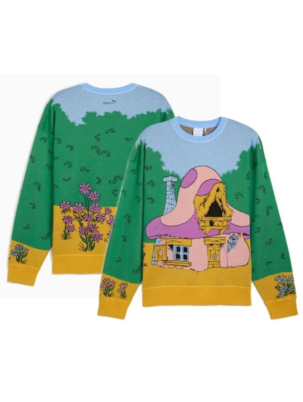 FENTY x PUMA Smurfs Oversized Knit Sweater $190 Rihanna Smurfette Size LARGE L